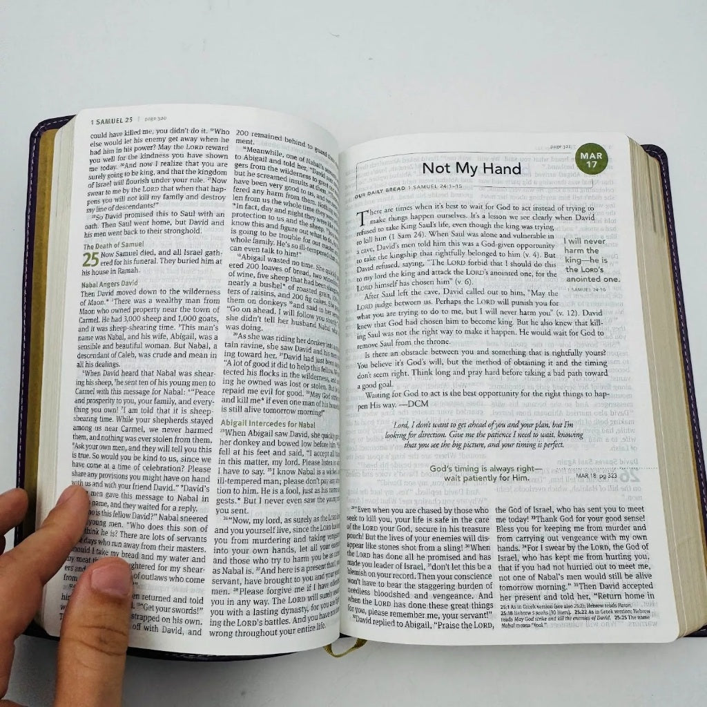 NLT Our Daily Bread Devotional Bible, Eggplant: New Living Translation, Eggplant, LeatherLike